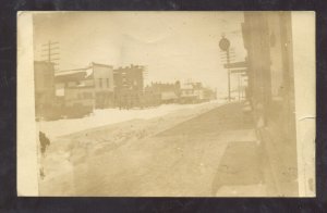 RPPC SCHALLER IOWA DOWNTOWN STREET SCENE SNOW HENRYVILLE REAL PHOTO POSTCARD