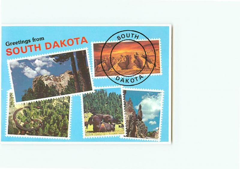 Vintage Postcard Mt Rushmore Greetings  Memo National Park South Dakota  # 3098