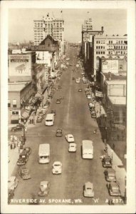 Spokane WA Riverside Ave Birdseye Real Photo Postcard