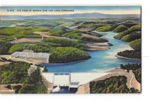 Tennessee TN Postcard 1930-1950 Air View of Norris Dam and Lake
