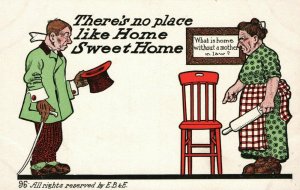 Vintage Postcard There's No Place Like Home Sweet Home Mother in Law Comic