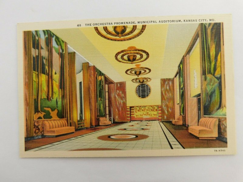 Orchestral Promenade Municipal Auditorium Kansas City MO Linen Vintage Postcard