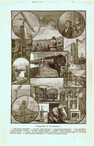Antique 1885 Print Progress of Invention Scopes Brief History The United States