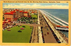 Postcard BEACH SCENE Galveston Texas TX AN9444