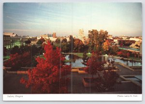 Salem Oregon~Downtown Park & City Hall~Photo By Larry York~Continental Postcard
