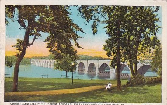 Pennsylvania Harrisburg Cumberland Valley Rail Road Bridge Across Susquehanna...