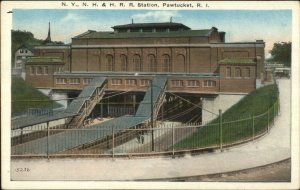 Pawtucket RI RR Train Station Depot c1920 Postcard