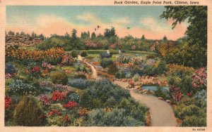 Vintage Postcard 1939 Rock Flowers Garden Eagle Point Park Clinton Iowa IA