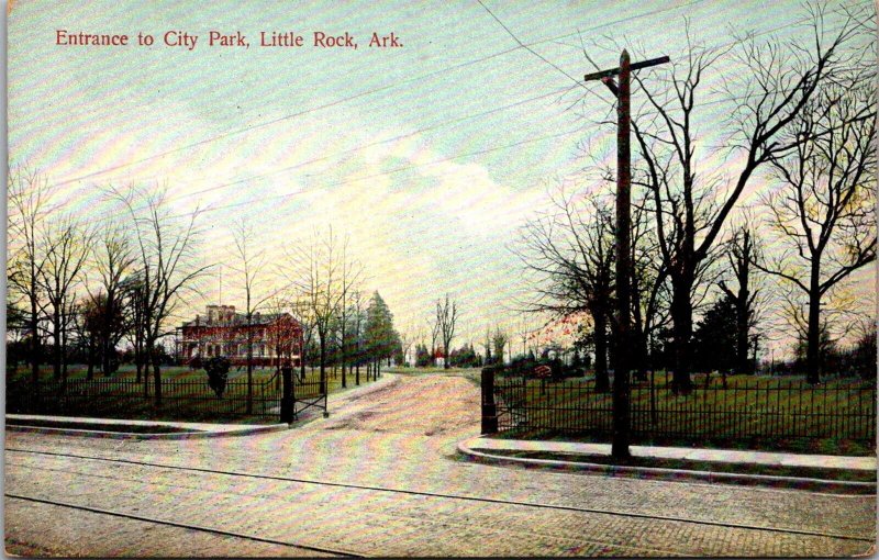 Entrance to City Park, Little Rock AR Vintage Postcard V64