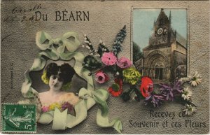 CPA BEARN L'Eglise - Recevez ce Souvenir et ces Fleurs (1142225)