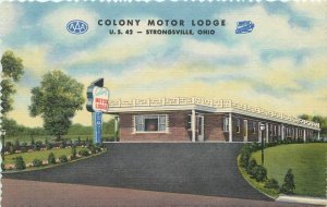 Postcard Ohio Strongsville Colony Motor Lodge occupation linen Teich 23-8325