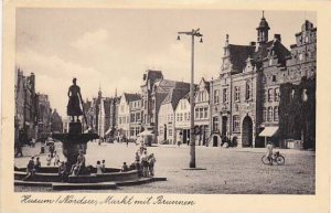 Germany Husum Nordsee Markt mit Brunnen 1961 Real Photo