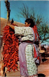 Hanging Chili Drying New Mexico NM Postcard VTG UNP Curteich Vintage Unused  