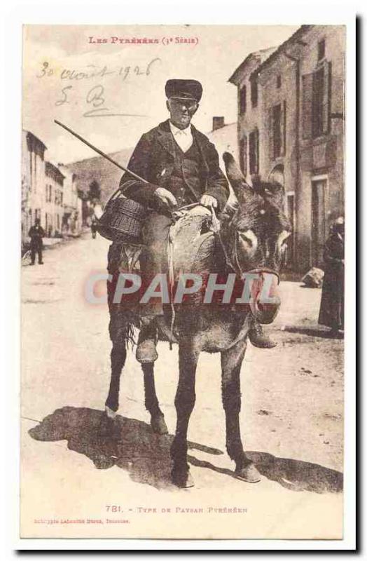 The Pyrenees Old Postcard type pyreneen peasant (ass donkey) TOP