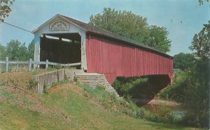 Vermillion County Indiana Eugene Covered Bridge Chrome Postcard Unused