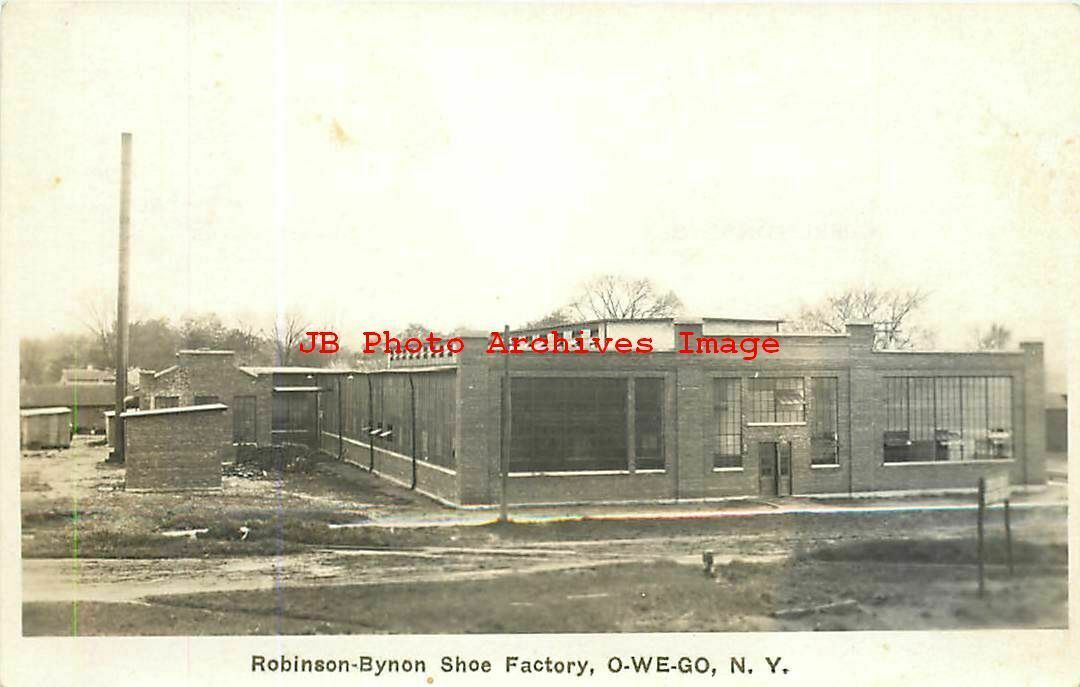 NY, Owego, New York, RPPC, RobinsonBynon Shoe Factory, Exterior View