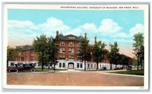 Ann Arbor MI Postcard Engineering Building University Of Michigan Cars c1930's