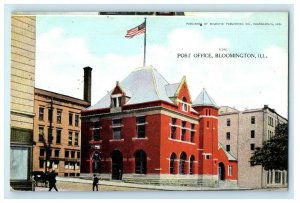 c1910's Post Office Street View Bloomington Illinois IL Antique Postcard