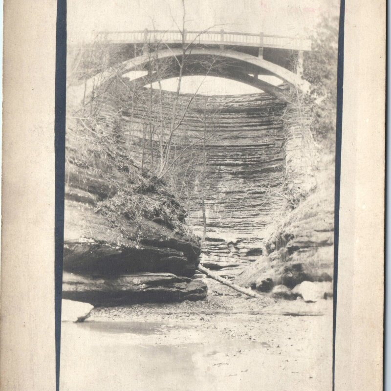 c1910s Mystery US Concrete Arch Bridge RPPC in Canyon Real Photo Postcard IL A94