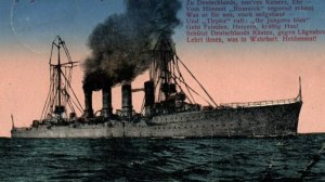 German Imperial Navy Battleship SMS Karlsruhe  WWI c1910 Postcard