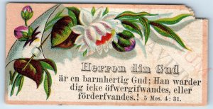 c1880s Deut 4:31 Swedish Bible Quote Christian Trade Card Religious Lord God C49