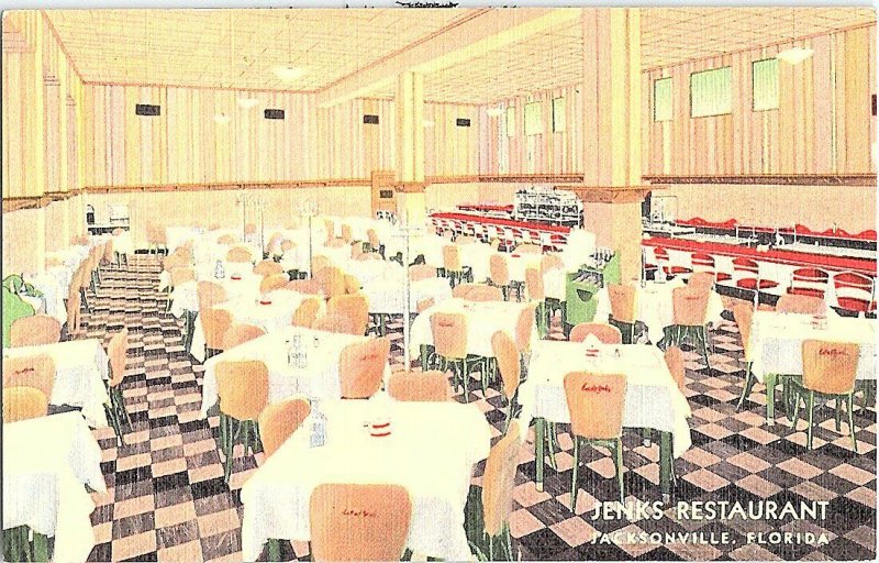 Jenks Restaurant Jacksonville Florida Postcard Standard View Card Interior 