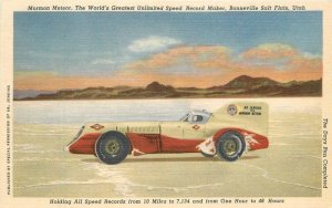 Utah Salt Flats Mormon Meteor Speed Records Deseret Teich Postcard 22-6732