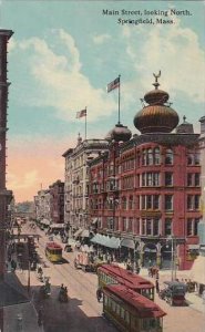 Massachusetts Springfield Main Street Looking North Trolleys