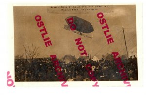 St. Louis MISSOURI RPPC 1907 AIRSHIP RACE Zeppelin Dirigible Knabenshue? FLAG