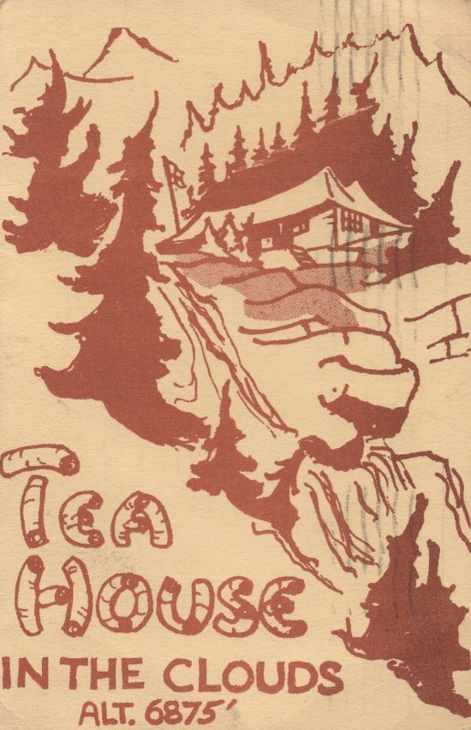 Tea House In The Clouds Canadian Rockies 1961 Map Fold Open Card