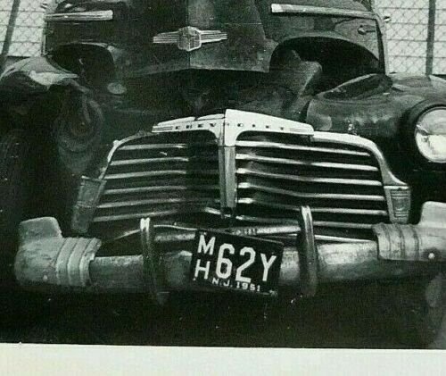 RPPC Postcard Front End Damage of a 1951 Chevy New Jersey License Plate