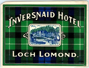 c1930s Loch Lomond, Scotland Luggage Label Inversnaid Hotel Decal 2C