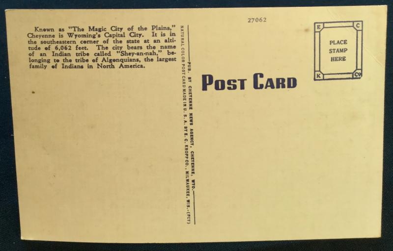Postcard Unused Post Office Cheyenne WY LB
