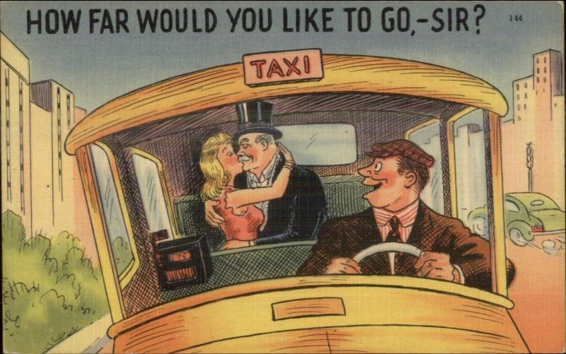 Rich Old Guy Sexy Blond Fool Around Taxi Cab Sexual Innuendo Pun Humor PC