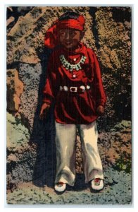 SOUTHWEST US ~ Cute Little NAVAJO SILVERSMITH c1940s Native American  Postcard