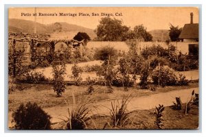 Ramonas Marriage Place Garden Patio San Diego CA UNP Sepia DB Postcard C20