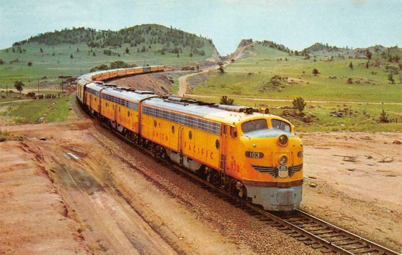 Union Pacific Railroad City of Los Angeles Train c1950s Chrome Vintage Postcard