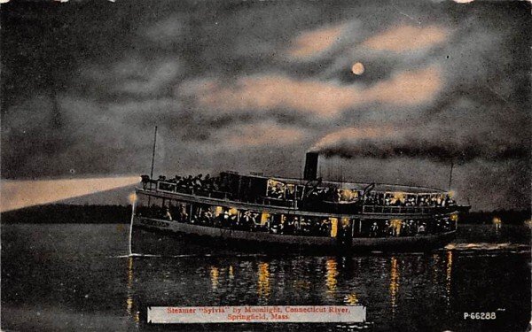 Steamer Sylvia byt Moonlight in Springfield, MA Connecticut River.