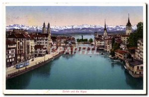 Switzerland Old Postcard Zurich und die Alpen