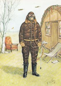 WW2 Wartime Uniform Royal Air Force Aircrew Clothing Rare Painting Postcard