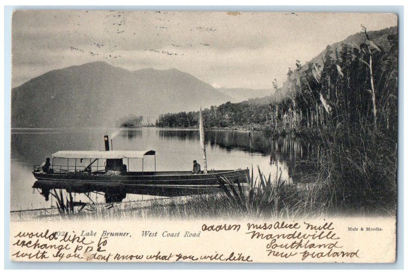 1907 Lake Brunner West Coast Road New Zealand Posted Antique Postcard