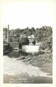 VT, Springfield, Vermont, RPPC, Falls Bridge