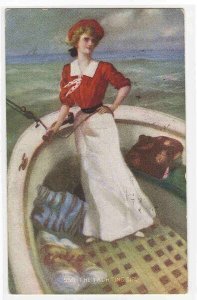 The Yachting Girl Yacht Boat artist 1909 postcard