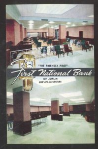 JOPLIN MISSOURI FIRST NATIONAL BANK INTERIOR VINTAGE ADVERTISING POSTCARD