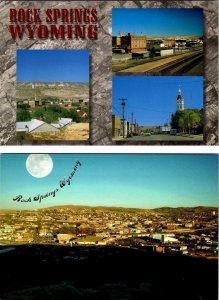 2~4X6 Postcards  Rock Springs, WY Wyoming  STREET SCENES & BIRD'S EYE VIEW