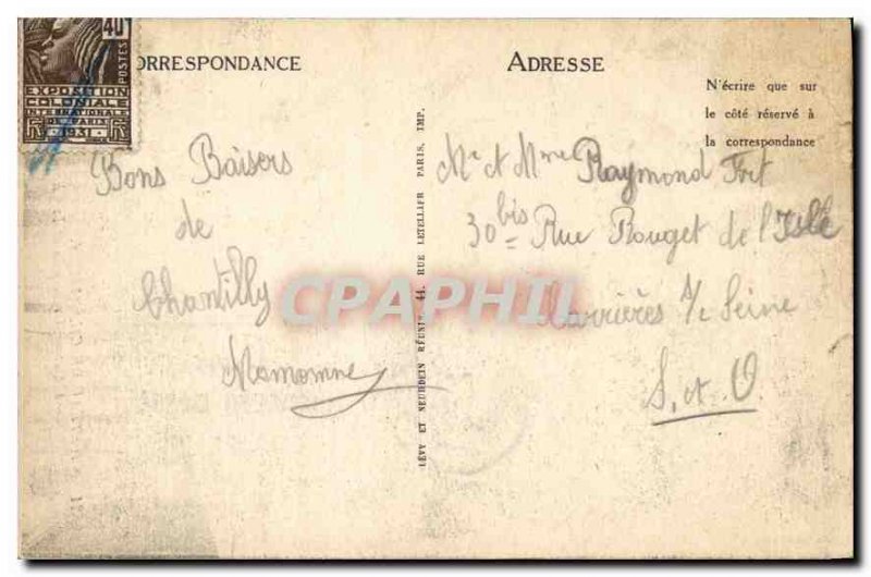 Old Postcard Chateau de Chantilly L'Entree Main and Chapel