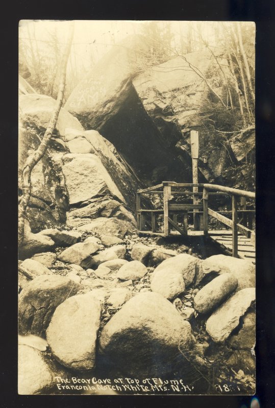 Franconia Notch, New Hampshire/NH Postcard, Bear Cave At Top Of Flume, White Mts