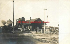 Depot, Illinois, Chillicothe, RPPC, Chicago Rock Island Railroad Station, Train