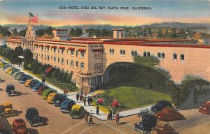 SANTA CRUZ, California CA   HOTEL CASA DEL REY~Bird's Eye View  c1940's Postcard