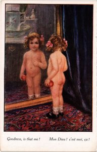 PC ARTIST SIGNED, CK, GOODNESS IS THAT ME, Vintage Postcard (b46532)